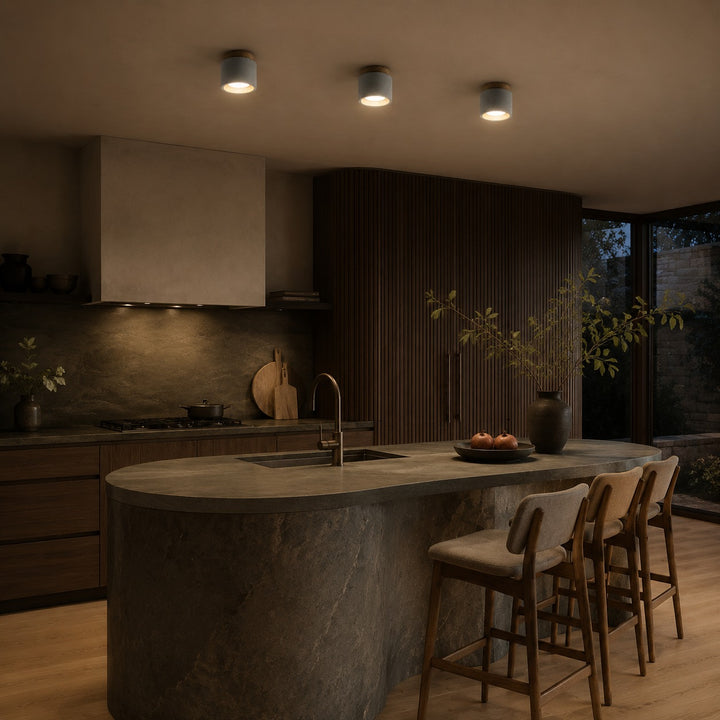 Modern Minimalist Flush Mount Ceiling Light Cement LED Adjustable Color Temperature 685 Lumens