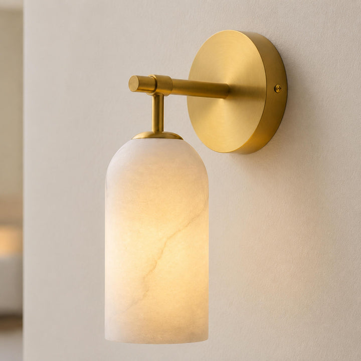 Modern Alabaster Wall Sconce Wall Mounted Metal Light Fixture with LED Compatibility
