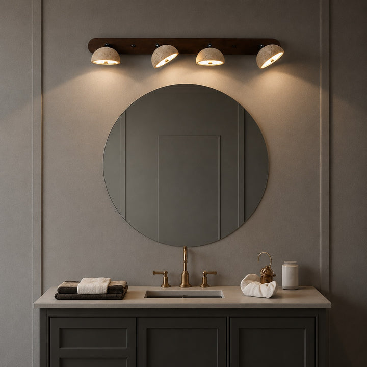 Modern Adjustable Vanity Light Fixture in Travertine with Dimmable LED for Bathroom Lighting