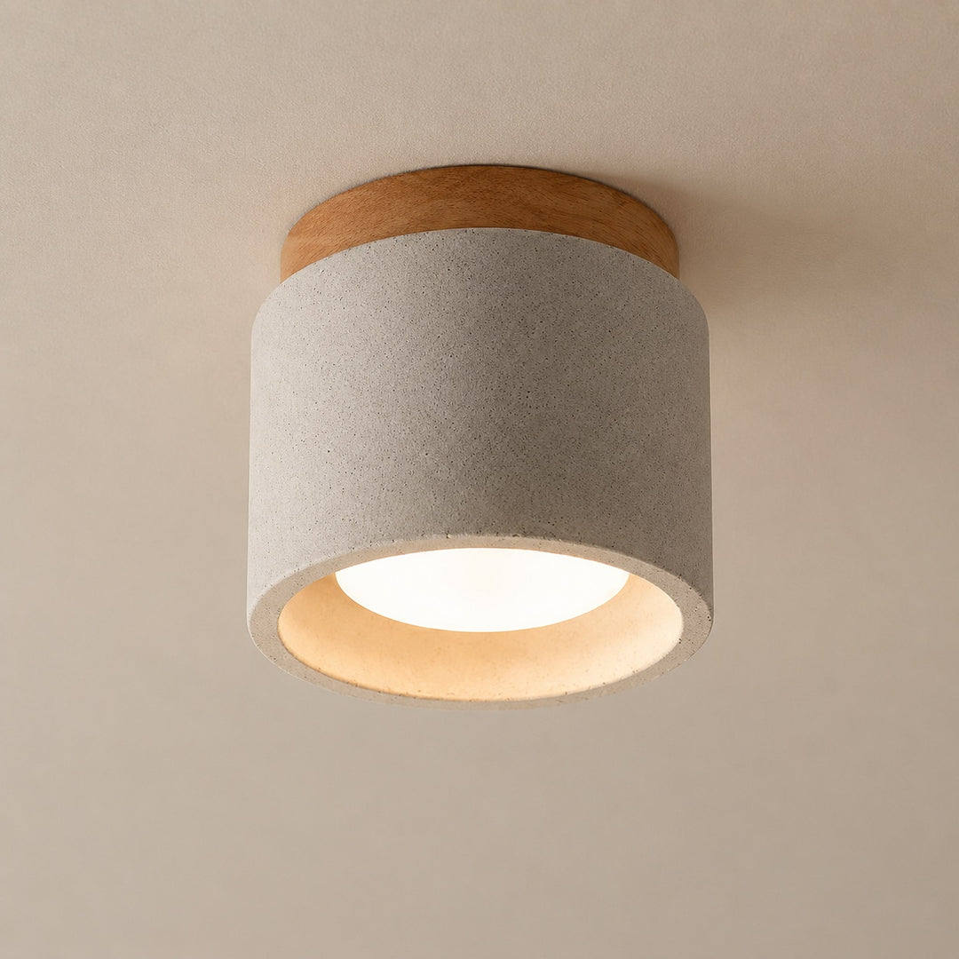 Modern Minimalist Flush Mount Ceiling Light Cement LED Adjustable Color Temperature 685 Lumens