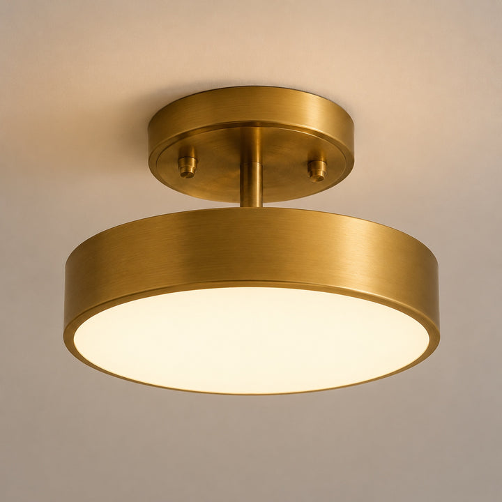 Nordic Style LED Flush Mount Ceiling Light Adjustable Color Temperature Acrylic Shade Copper Finish