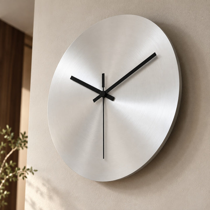 Modern Minimalist Wall Clock Ultra-Slim Stainless Steel Silent Quartz Design for Home Decor