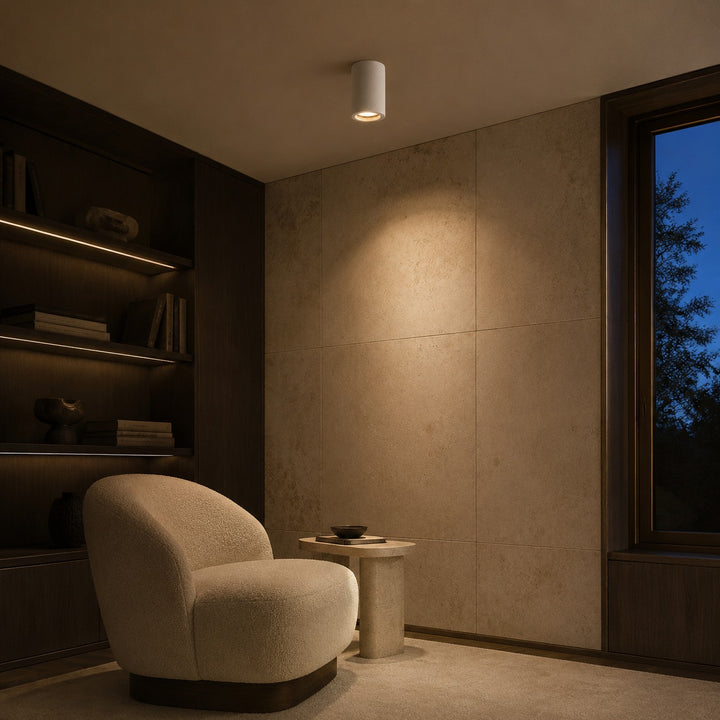 Modern Flush Mount Ceiling Light Concrete LED Fixture Adjustable Ambient Lighting