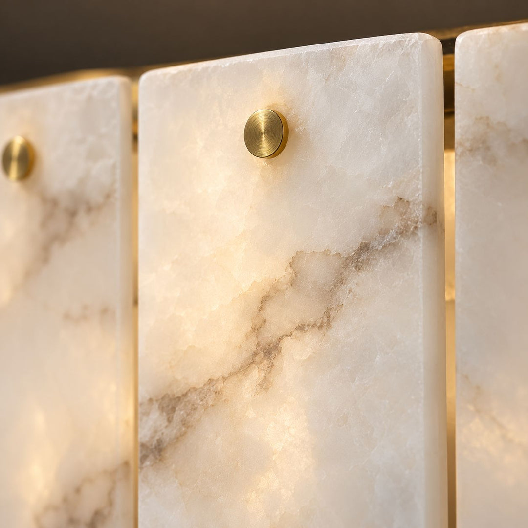 Modern Chandelier Ceiling Light Alabaster Stone Fixture Dimmable Indoor Decorative Lighting