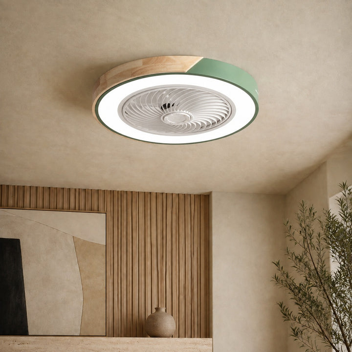 Modern Flush Mount Ceiling Fan with LED Light Iron Frame Dimmable Color Temperature 36W