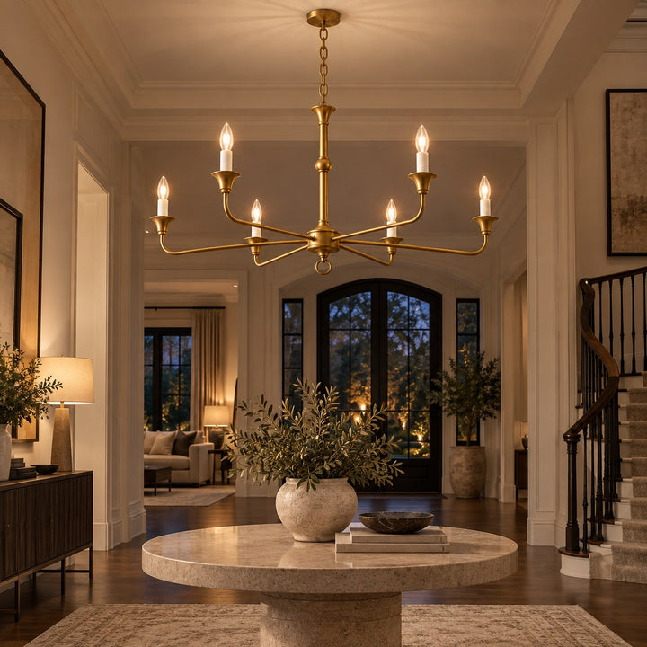 Modern Multi-Arm Black Chandelier Adjustable Ceiling Light Brass Candelabra 5-6 Bulb E14
