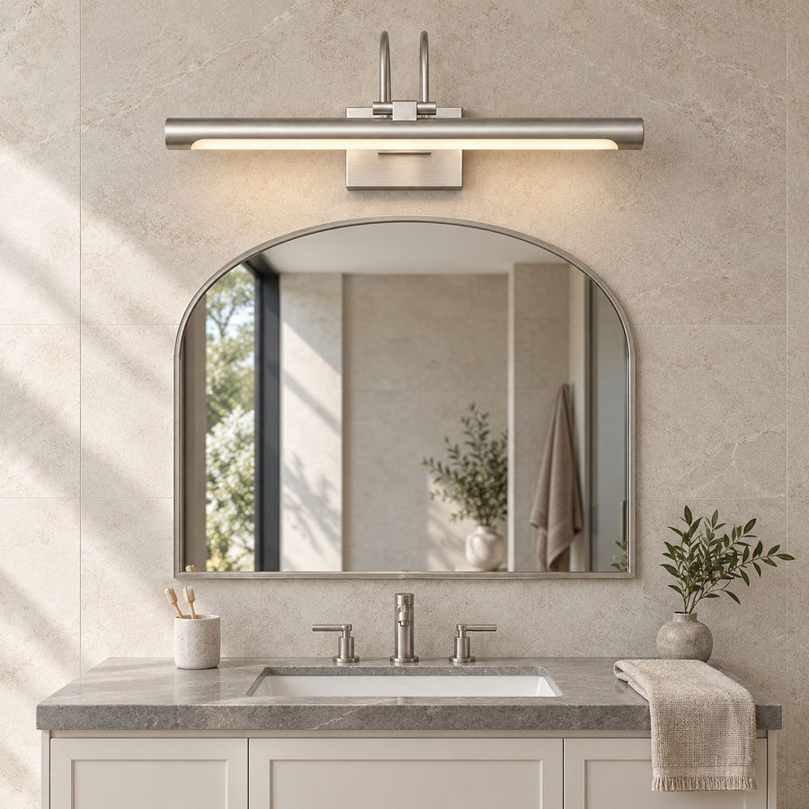 Modern Wall Sconce Wall Mounted Iron Aluminum Linear LED Bar for Bathroom Vanity Lighting in the nickel