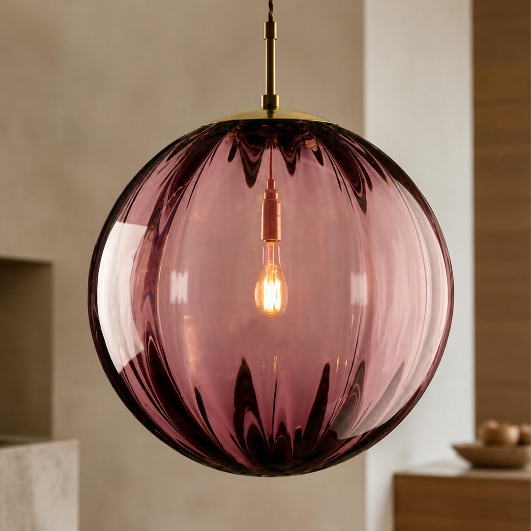 Modern Glass Pendant Light Hanging Adjustable Cord LED Compatible 20cm Diameter