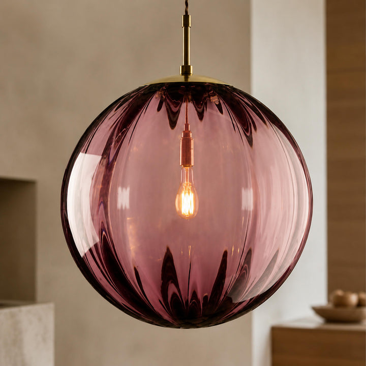 Modern Glass Pendant Light Hanging Adjustable Cord LED Compatible 20cm Diameter