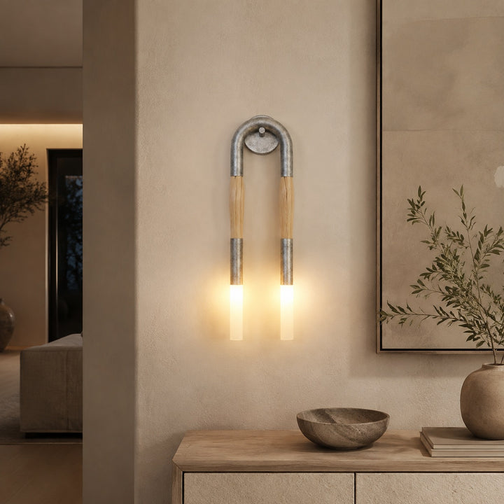 Modern Wall Lamp Flush Mount Metal LED Adjustable Lighting with Horsehair Accent