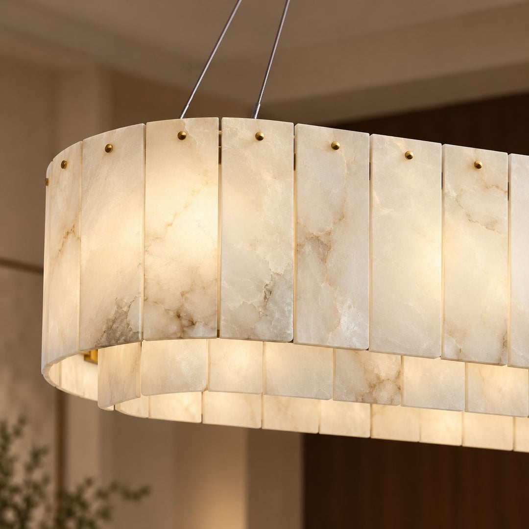 Modern Chandelier Ceiling Light Alabaster Stone Fixture Dimmable Indoor Decorative Lighting