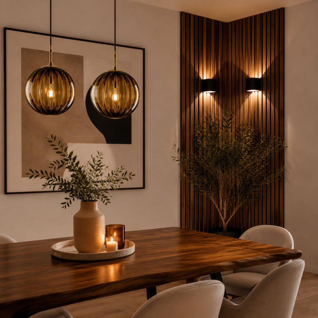 Modern Glass Pendant Light Hanging Adjustable Cord LED Compatible 20cm Diameter