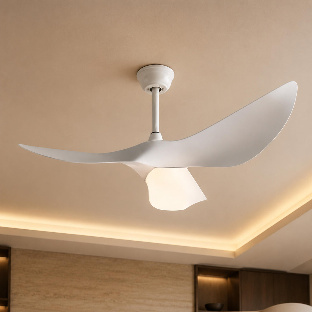 Modern Flush Mount Ceiling Fan with Remote Control DC Motor 6-Speed ABS Blades for Quiet Airflow