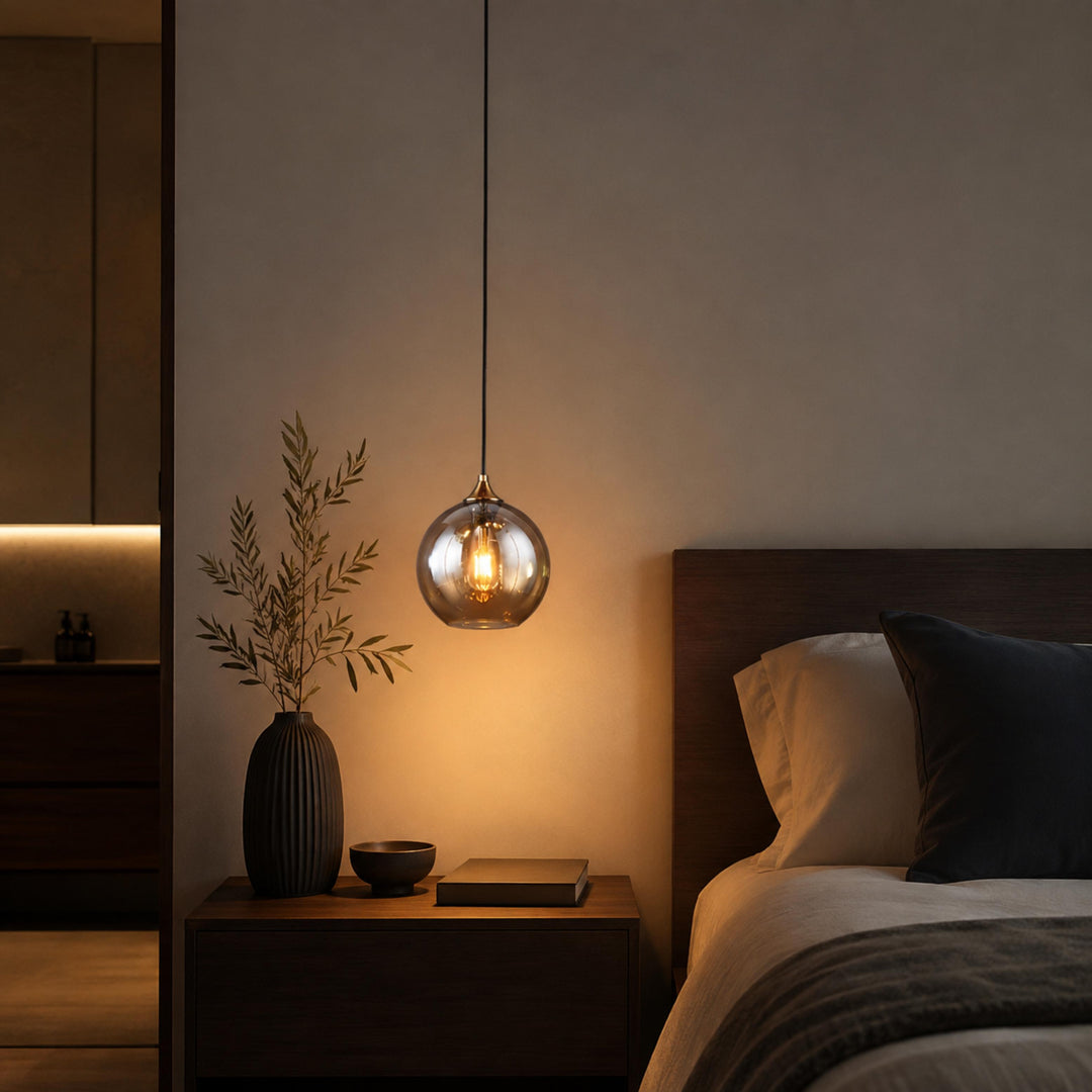 Modern Glass Pendant Light Adjustable Height LED for Kitchen Island Lighting