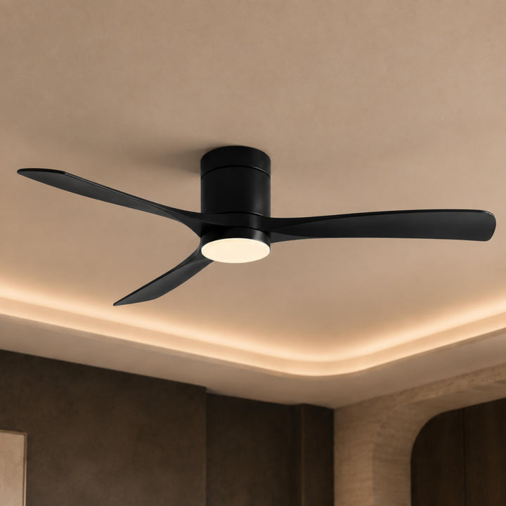 Modern Flush Mount Ceiling Fan with Lights LED Dimmable 2400 Lumens Quiet DC Motor