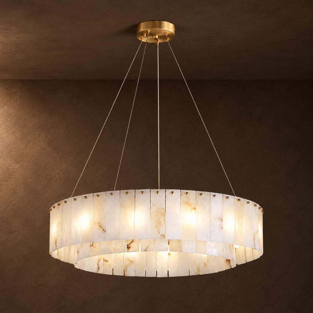 Modern Chandelier Ceiling Light Alabaster Stone Fixture Dimmable Indoor Decorative Lighting