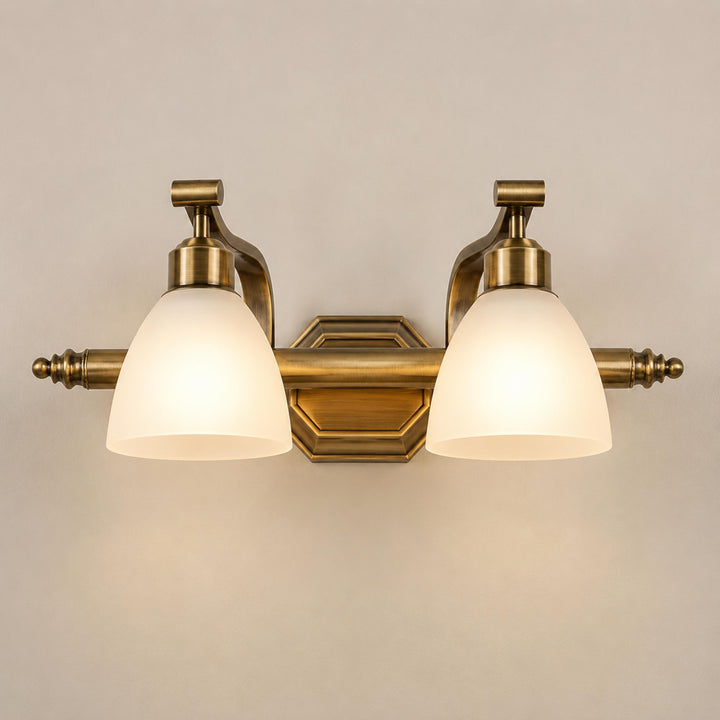 Modern Bathroom Wall Light Sconce with Four Frosted Glass Shades and Gold Finish for Indoor Use