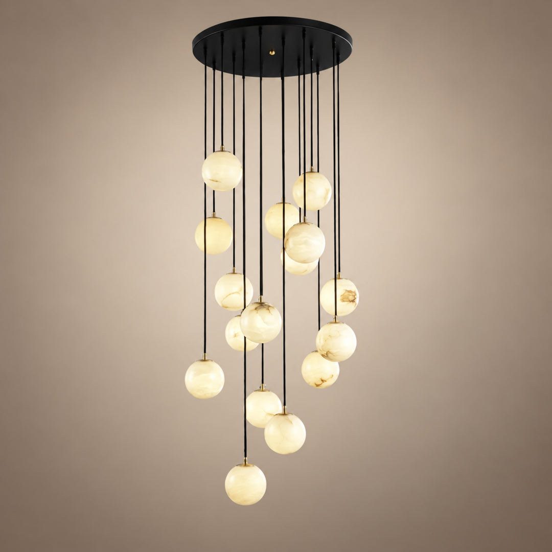 Modern Cluster Chandelier Ceiling Mounted Glass Alabaster Balls LED Lighting Fixture