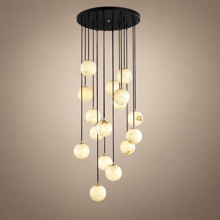 Modern Cluster Chandelier Ceiling Mounted Glass Alabaster Balls LED Lighting Fixture