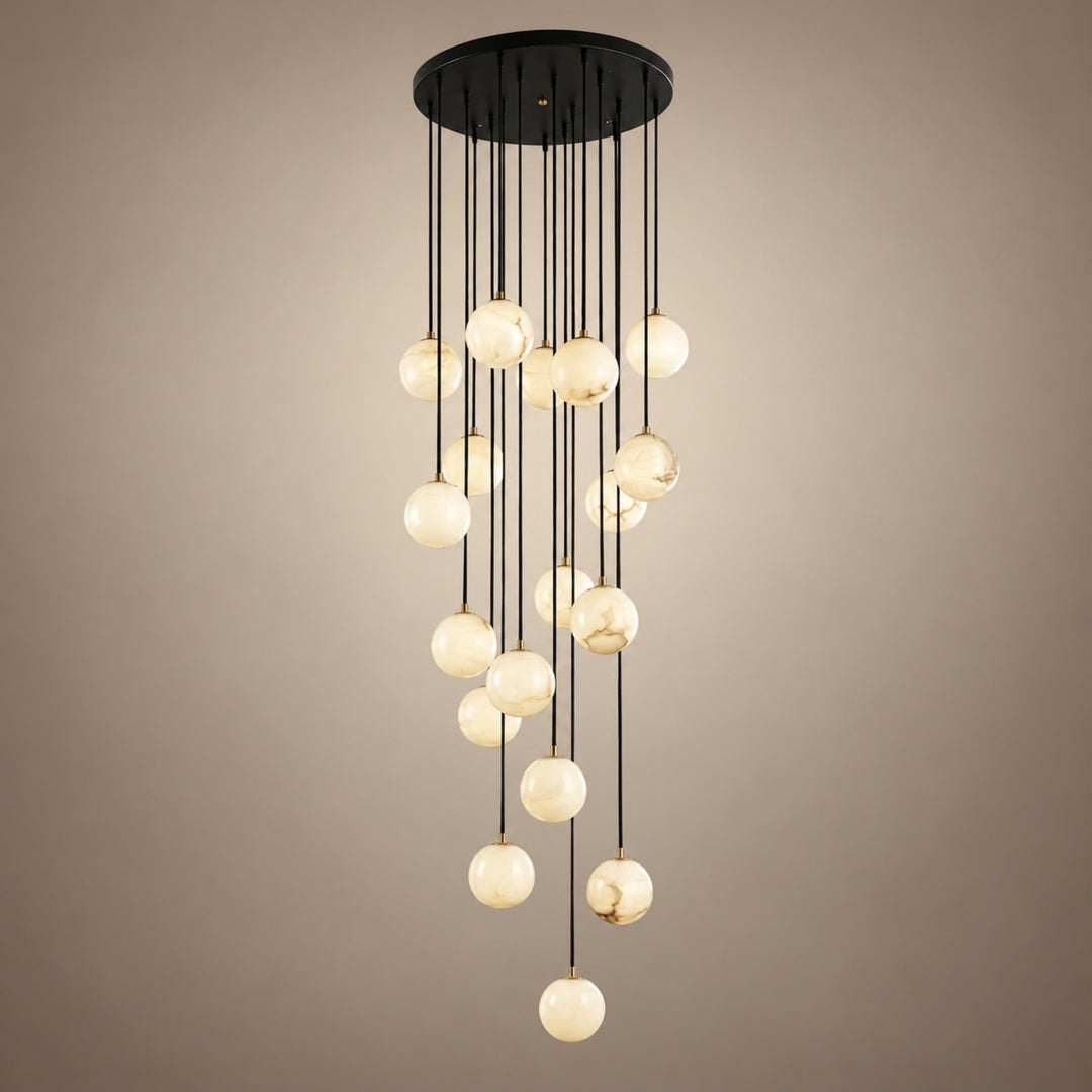 Modern Cluster Chandelier Ceiling Mounted Glass Alabaster Balls LED Lighting Fixture