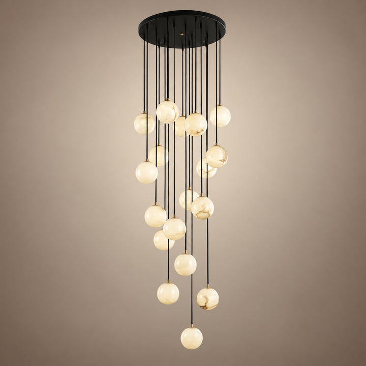 Modern Cluster Chandelier Ceiling Mounted Glass Alabaster Balls LED Lighting Fixture