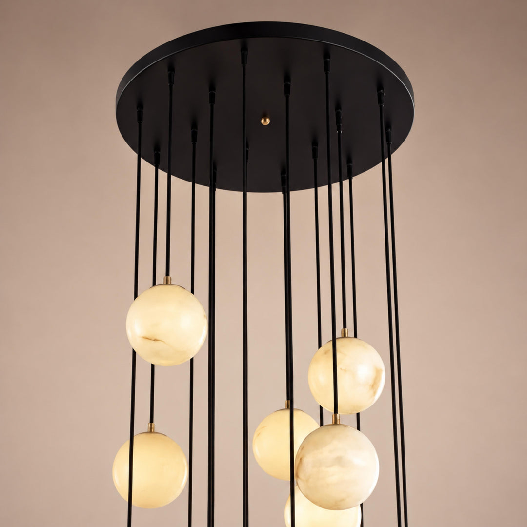 Modern Cluster Chandelier Ceiling Mounted Glass Alabaster Balls LED Lighting Fixture