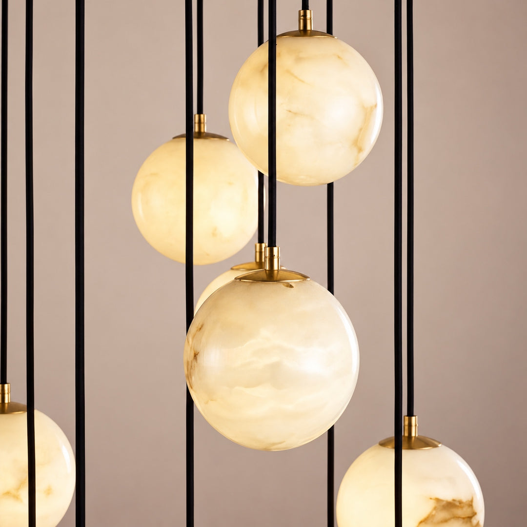 Modern Cluster Chandelier Ceiling Mounted Glass Alabaster Balls LED Lighting Fixture