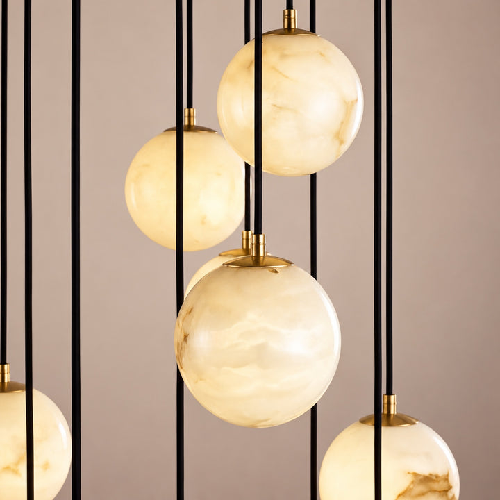 Modern Cluster Chandelier Ceiling Mounted Glass Alabaster Balls LED Lighting Fixture