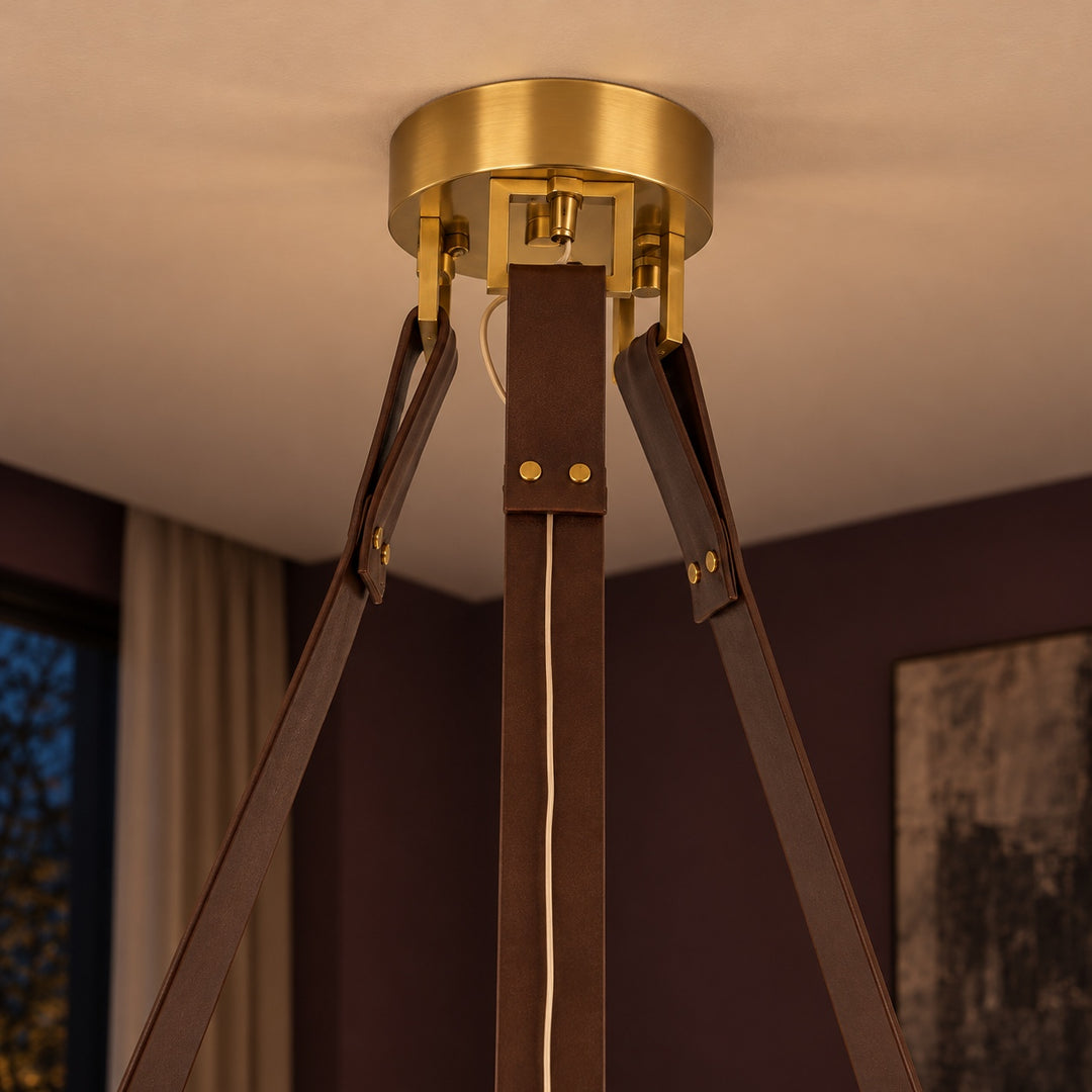 Modern Chandelier Light Ceiling Mounted Alabaster Shade with Warm Translucent Glow