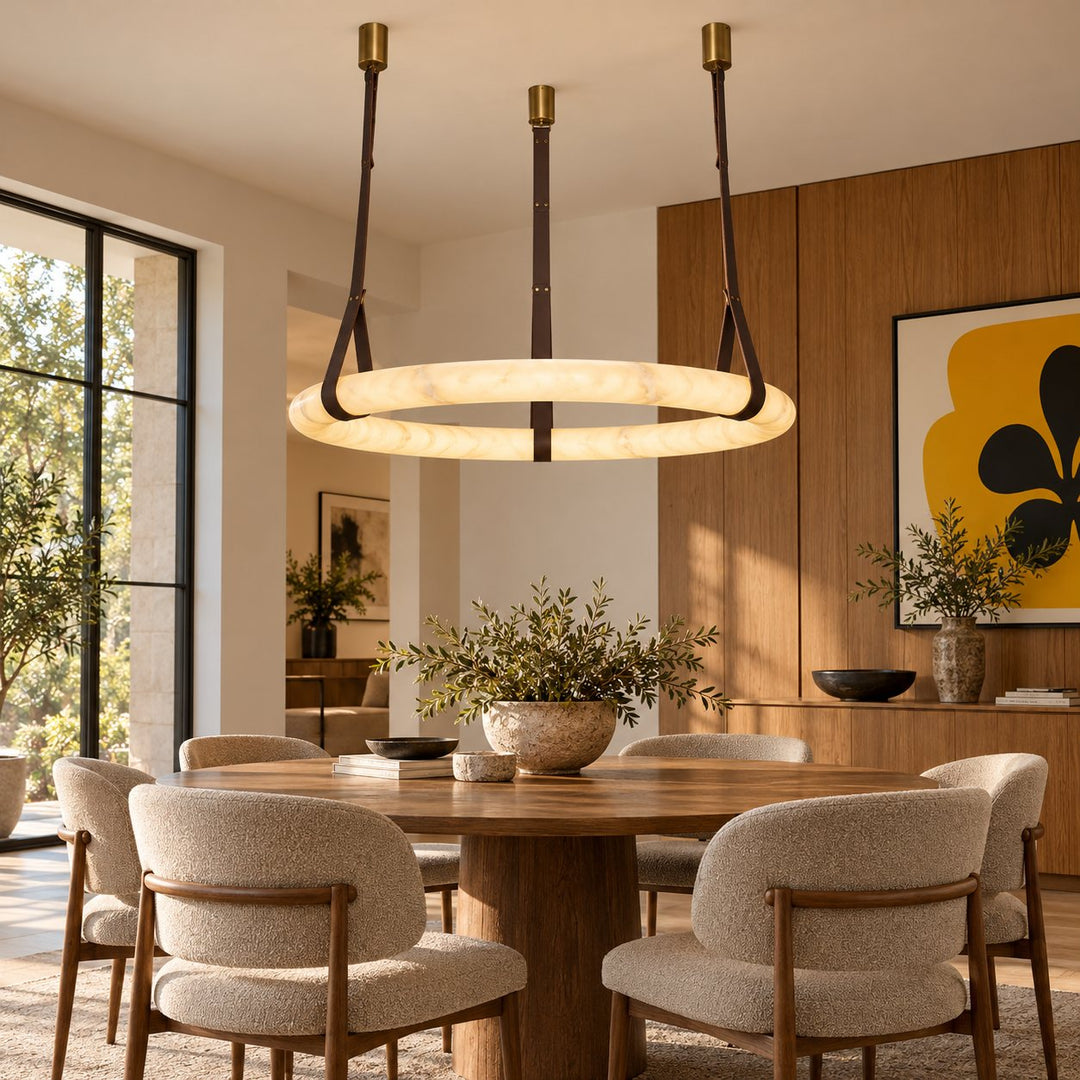 Modern Pendant Light Ceiling Mounted Alabaster Glass with Gold Hardware LED Adjustable