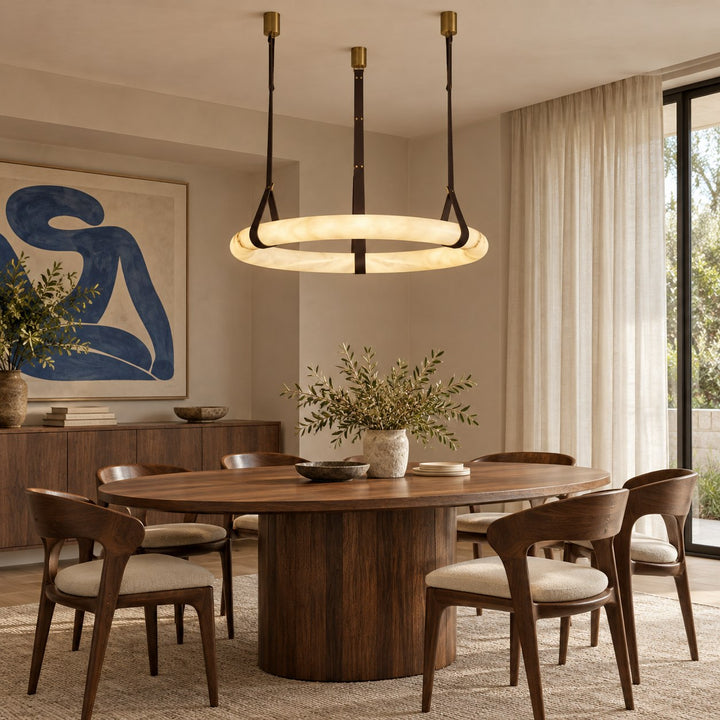 Modern Pendant Light Ceiling Mounted Alabaster Glass with Gold Hardware LED Adjustable