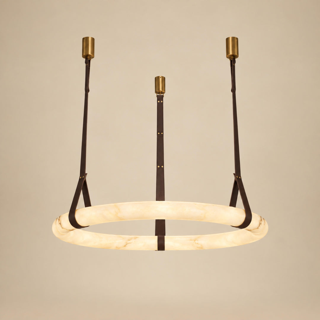 Modern Pendant Light Ceiling Mounted Alabaster Glass with Gold Hardware LED Adjustable