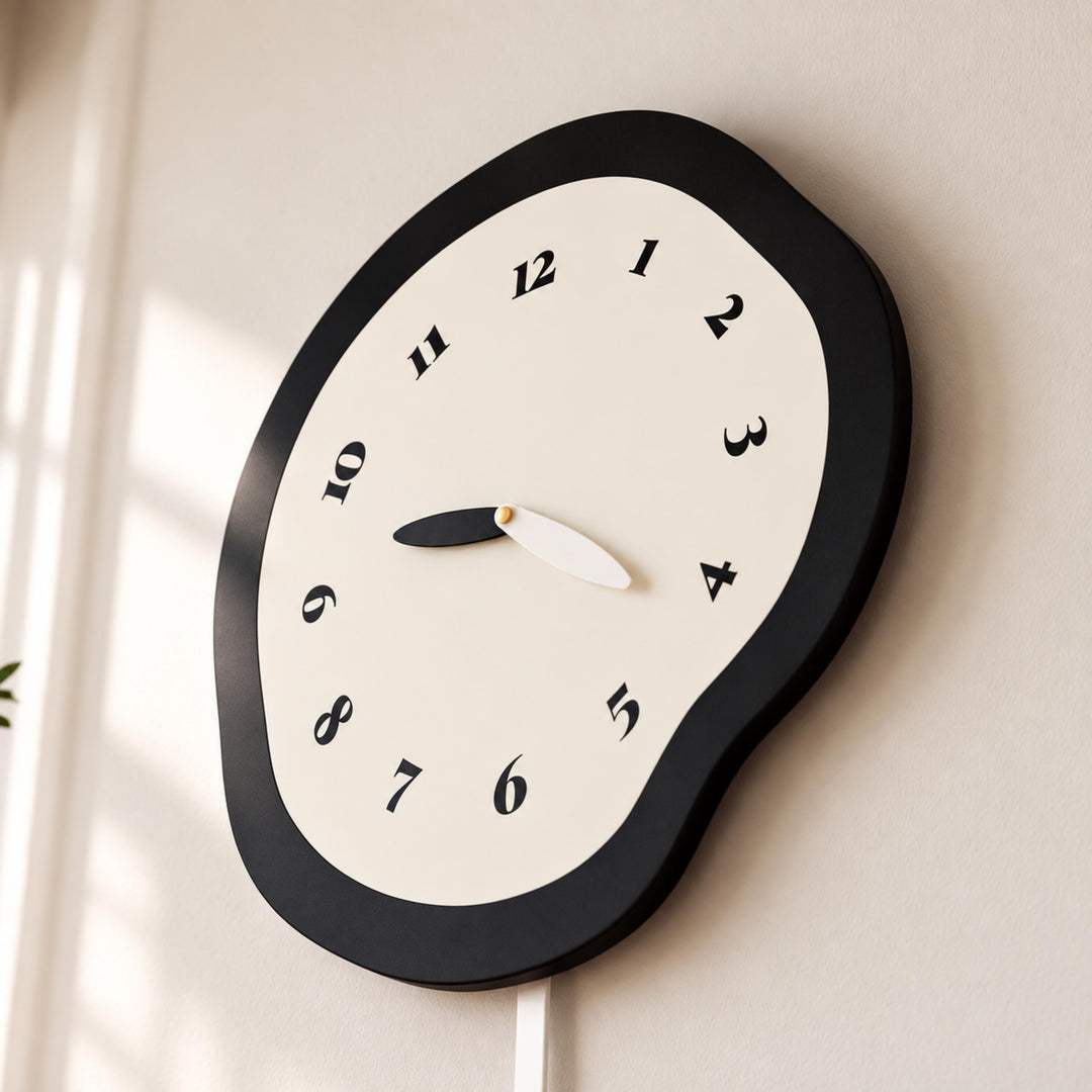 Modern Large Wall Clock Abstract Design MDF Acrylic Silent Quartz Movement Decor
