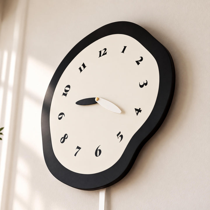 Modern Large Wall Clock Abstract Design MDF Acrylic Silent Quartz Movement Decor