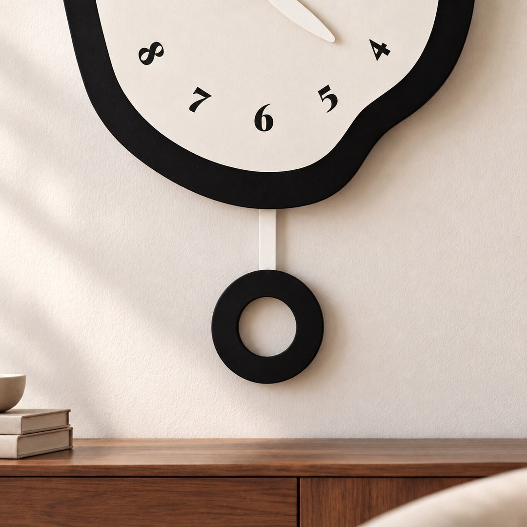 Modern Large Wall Clock Abstract Design MDF Acrylic Silent Quartz Movement Decor