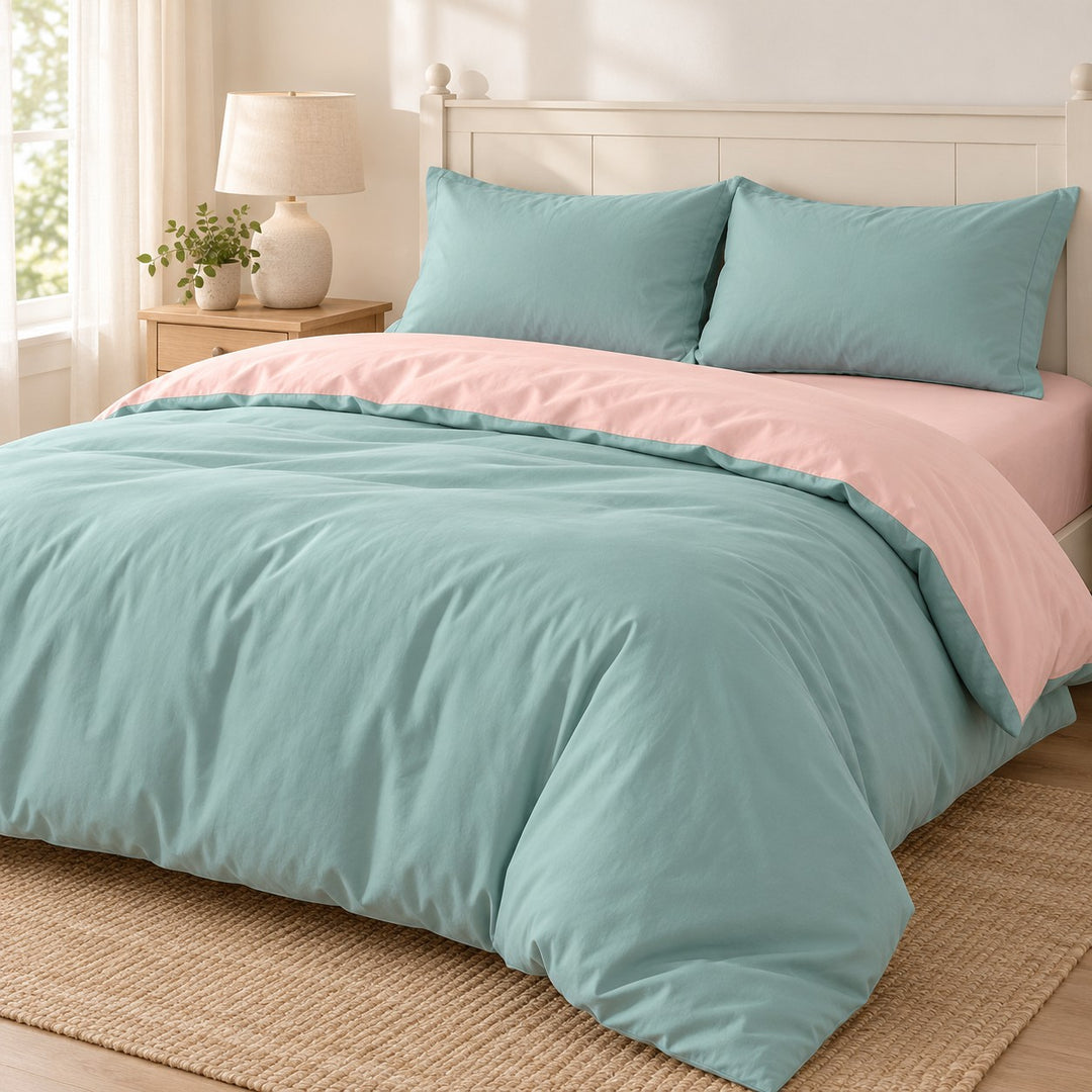 Pastel Aesthetic Bedding Set Double-Sided Duvet Cover Flat Sheet Cotton Comfortable