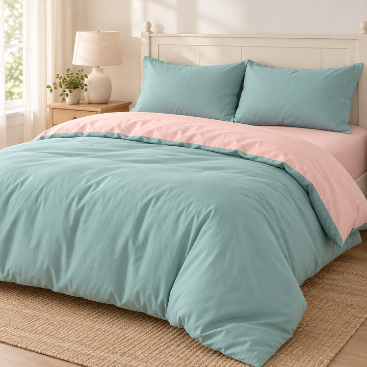 Pastel Aesthetic Bedding Set Double-Sided Duvet Cover Flat Sheet Cotton Comfortable