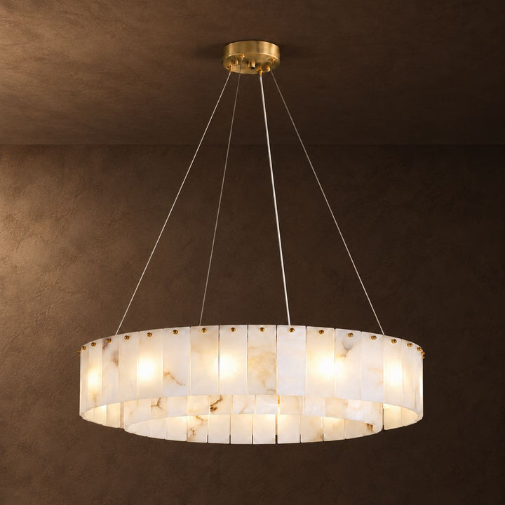 Modern Chandelier Ceiling Light Alabaster Stone Fixture Dimmable Indoor Decorative Lighting