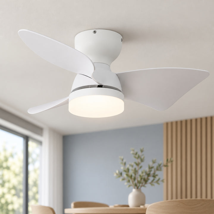 Modern Ceiling Fan Light Wall Mounted Metal Frame Adjustable LED 71cm