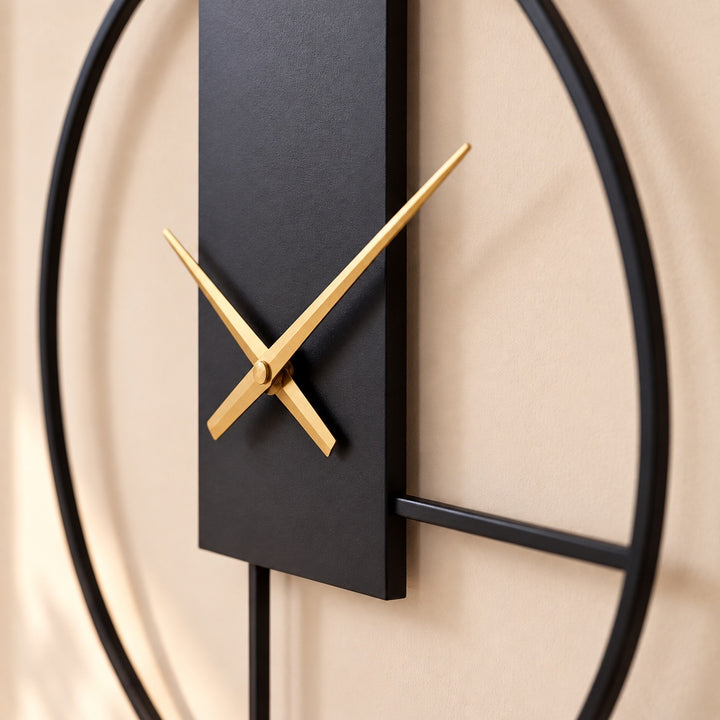 Modern Wall Clock with Open Circle Frame Metal Alloy Silent Quartz Movement for Home Decor
