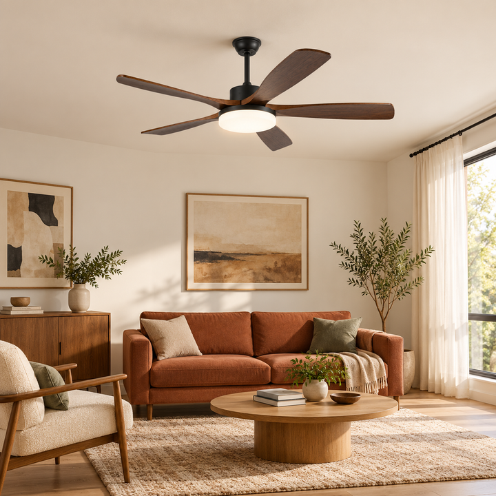 Modern Ceiling Fan Light Flush Mount Metal Acrylic Integrated LED 122cm 132cm
