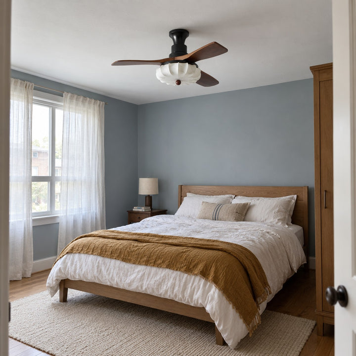 Modern Ceiling Fan Light Flush Mount Metal With Integrated LED For Efficient Illumination