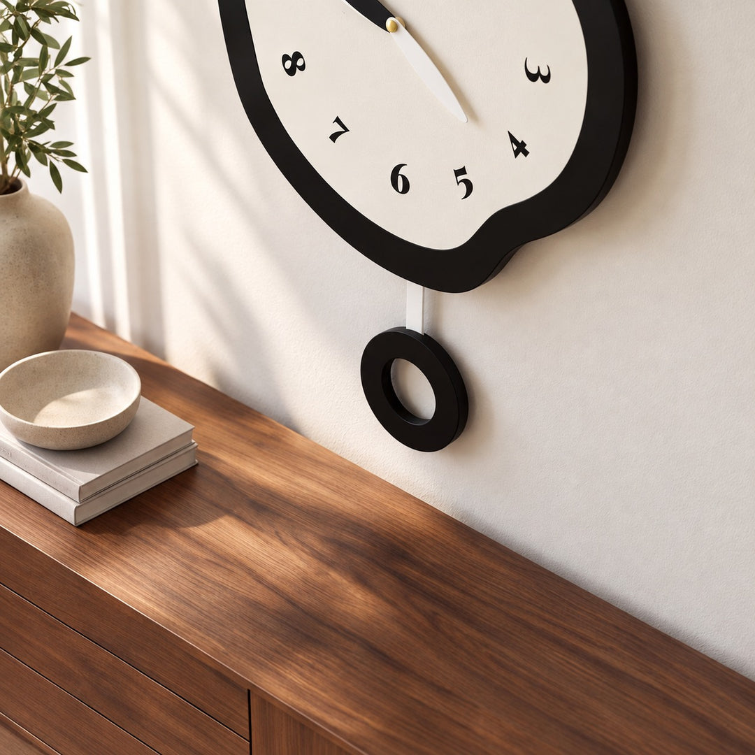 Modern Large Wall Clock Abstract Design MDF Acrylic Silent Quartz Movement Decor