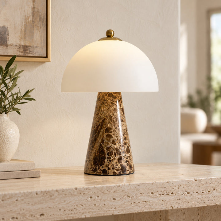 Modern Table Lamp Marble Body Glass Shade Dimmable Integrated LED 5W Ambient Lighting