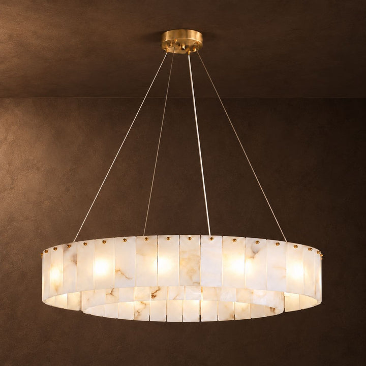 Modern Chandelier Ceiling Light Alabaster Stone Fixture Dimmable Indoor Decorative Lighting