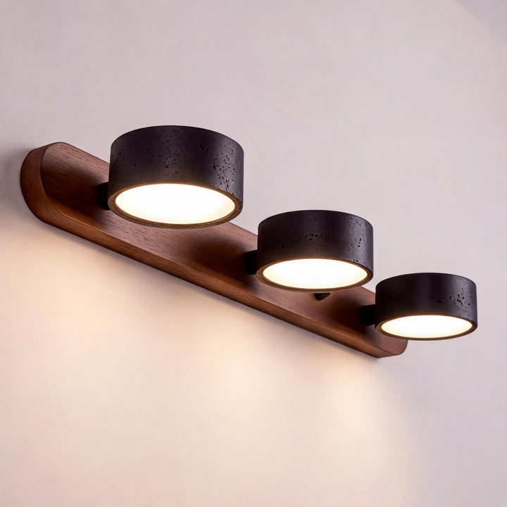 Modern Black Wall Light Sconce with Travertine Accent LED Wall Mounted Fixture