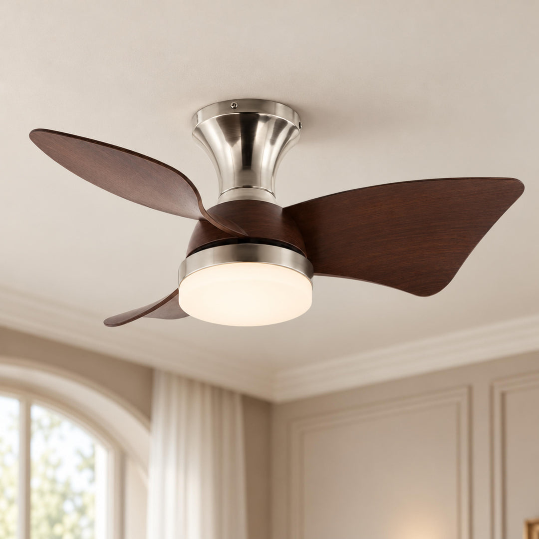 Modern Ceiling Fan Light Wall Mounted Metal Frame Adjustable LED 71cm