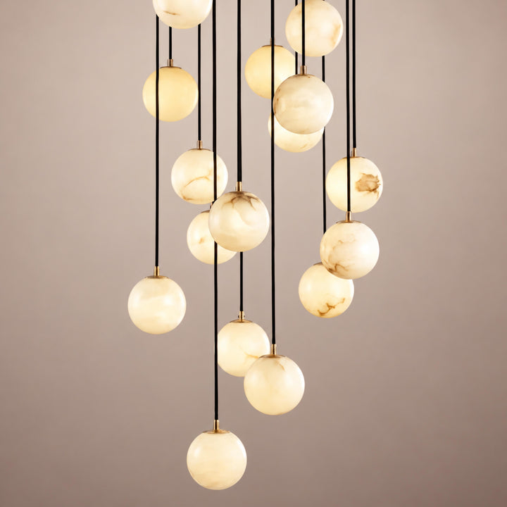 Modern Cluster Chandelier Ceiling Mounted Glass Alabaster Balls LED Lighting Fixture