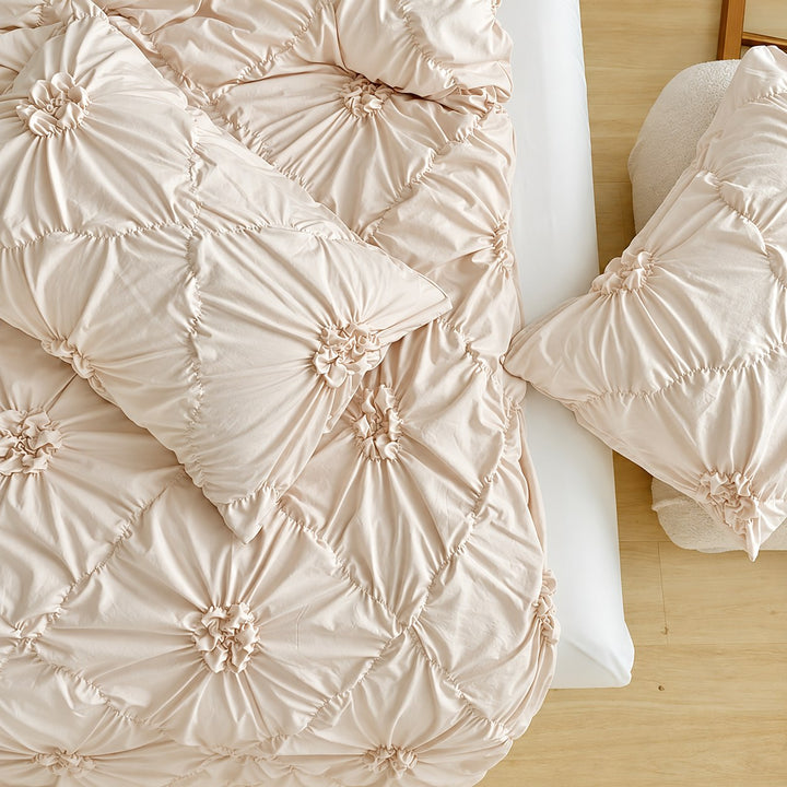 Boho Ruffle Flower Duvet Cover Set Soft Cotton Bedding Twin Full Queen Sizes