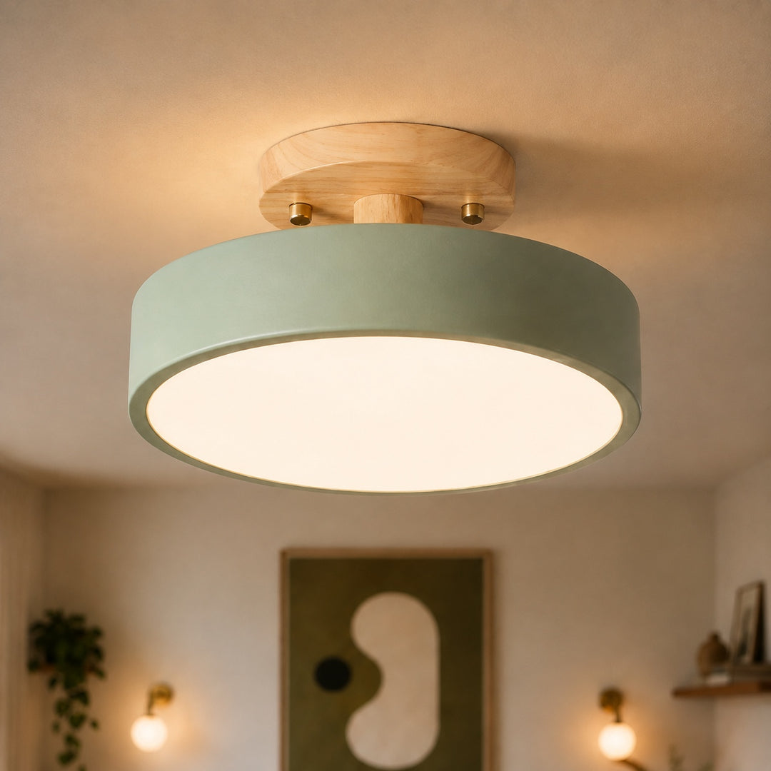 Modern Flush Mount Ceiling Light LED Geometric Metal PVC 3-Step Dimming 9 Inch